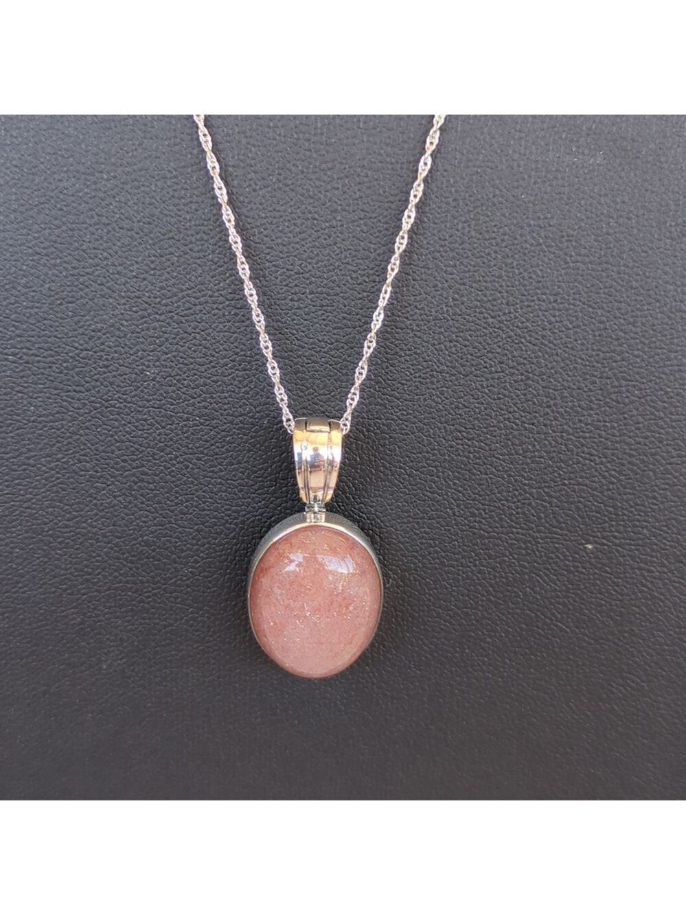 Glass‎ Venice Murano Style Pink Necklace Oval Pendant 925 Sterling Silver Chain